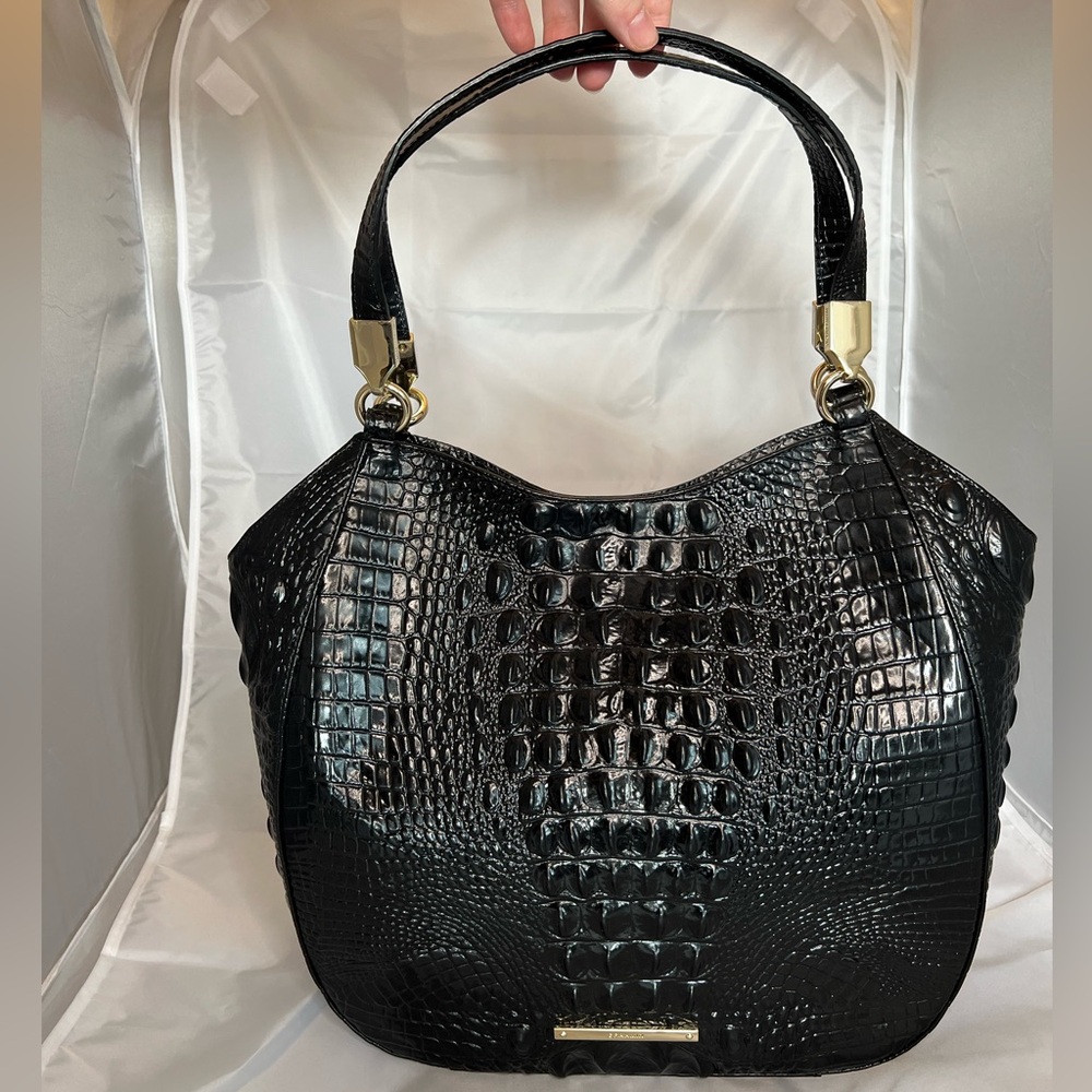 Brahmin Marianna Black Melbourne Shoulder Bag with Gold Hardware